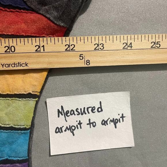 The Collection Royal Size XL Rainbow Stripes Knit Tee Top Acid Wash Hippie - Picture 6 of 9